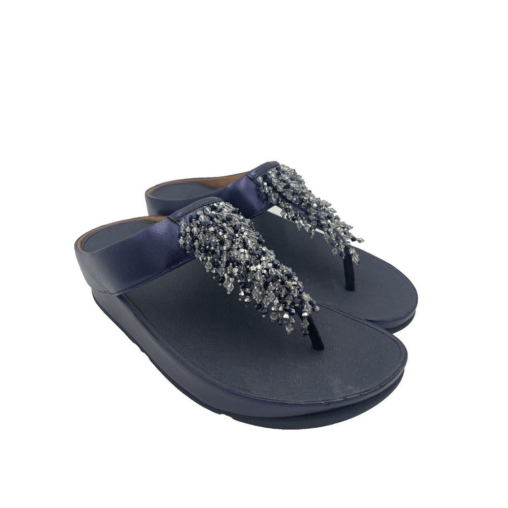 FitFlop Fit Flop Women's Rumba Beaded Toe-Post Sandals  Midnight Navy Sz 7 NWOB